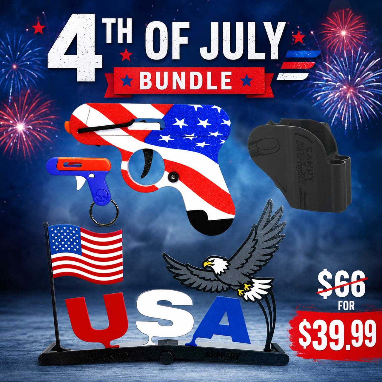 4th of July Bundle - Smartee Gun - Target - Holster - Keychain - Huge Savings!