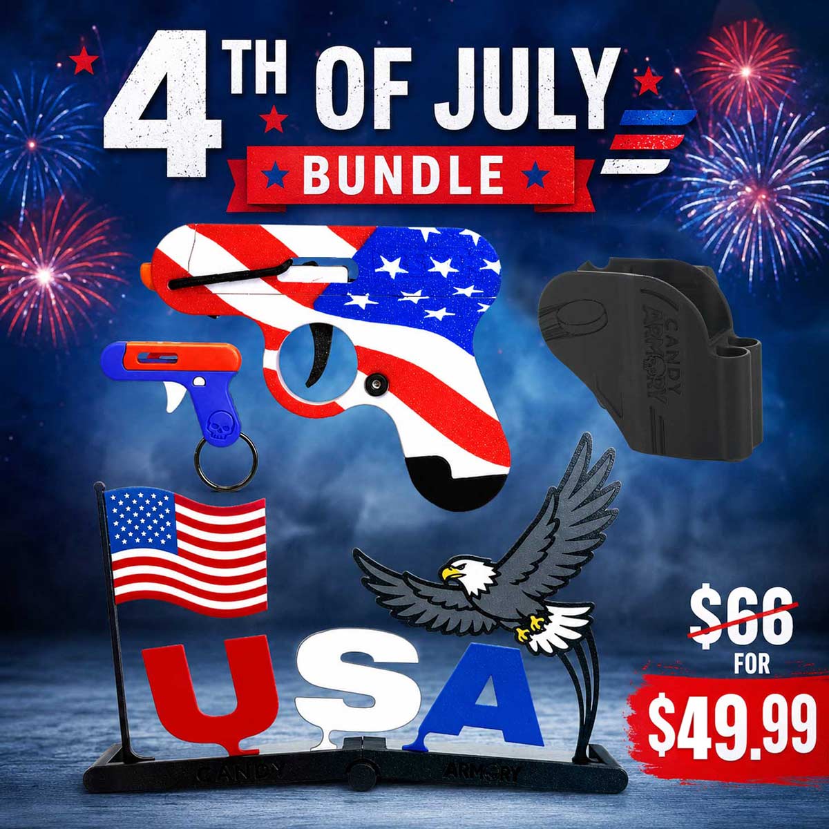 4th of July Bundle - Smartee Gun - Target - Holster - Keychain - Huge Savings!
