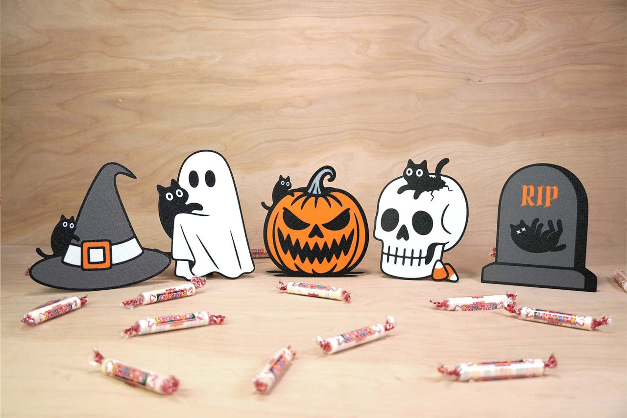 Halloween Targets 5 Pack - Jack O'lantern, Ghost, Tombstone, Skull, Hat