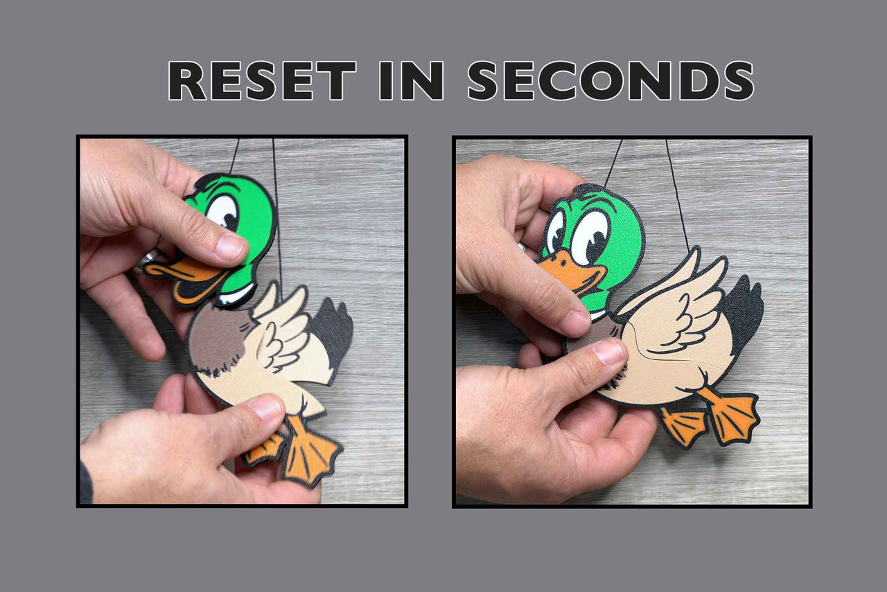 Duck Target - Breaks apart when hit. - Snaps back together in seconds.