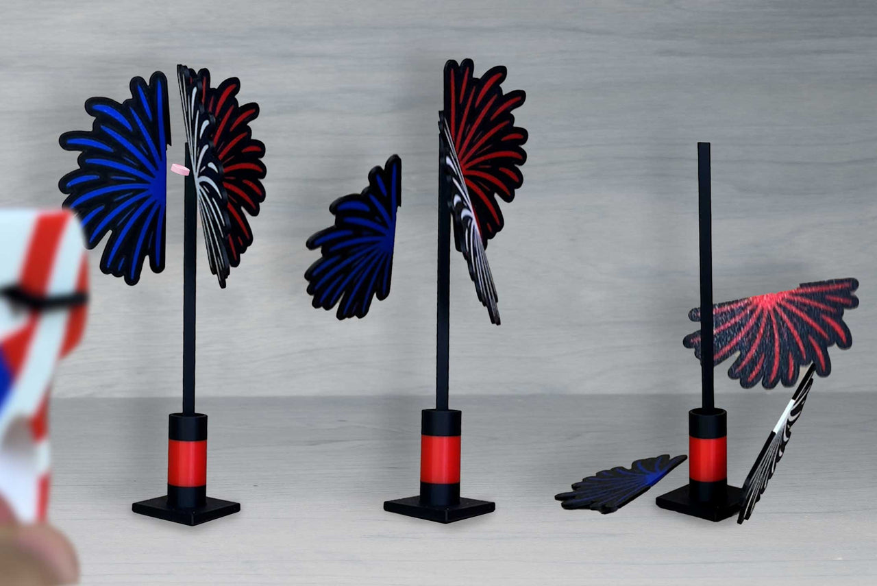 Exploading Fireworks Target with Flag Decoration