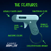 Smartee Shooter Keychain - Actually Works! Shoots Smarties Candy - Doubles as Fun and Satisfying Fidget Toy