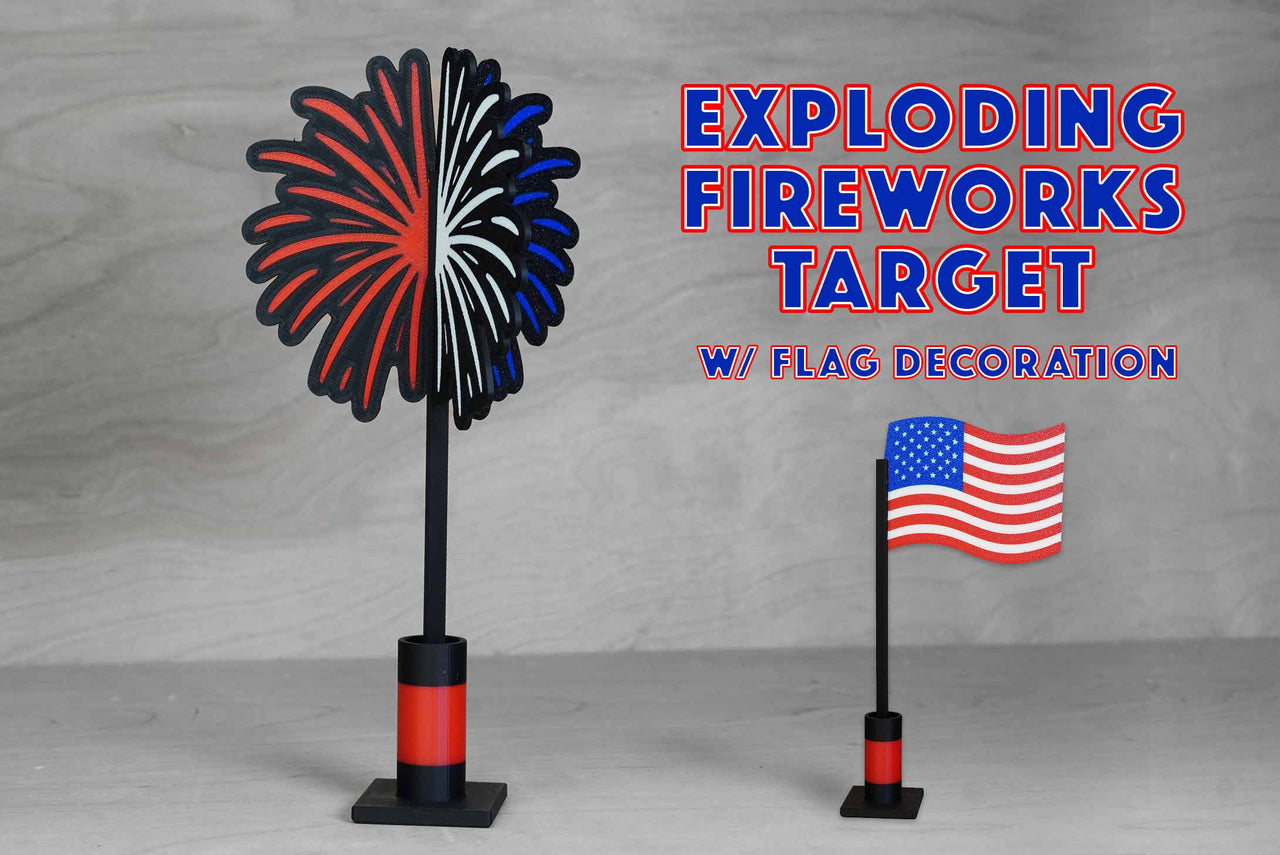 Exploading Fireworks Target with Flag Decoration