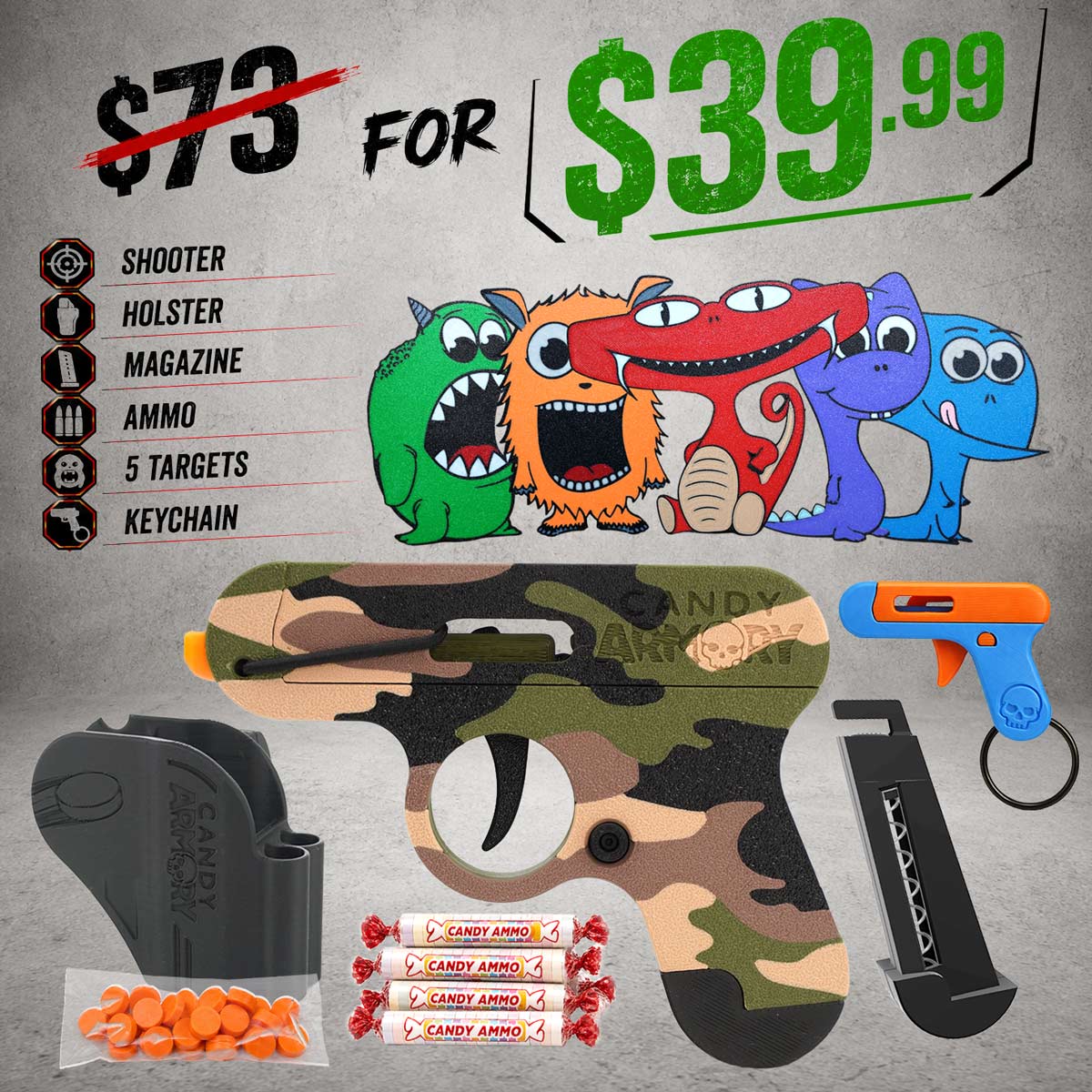 Smartee Shooter Monster Bundle - Shooter, Targets, Holster, Mini Shooter, More!
