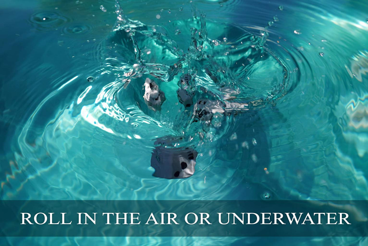 Floating Dice Set - Fair, well balanced, slow float! 5 Dice - Case - Waterproof Pad - Pencil