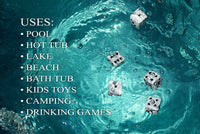 Floating Dice Set - Fair, well balanced, slow float! 5 Dice - Case - Waterproof Pad - Pencil